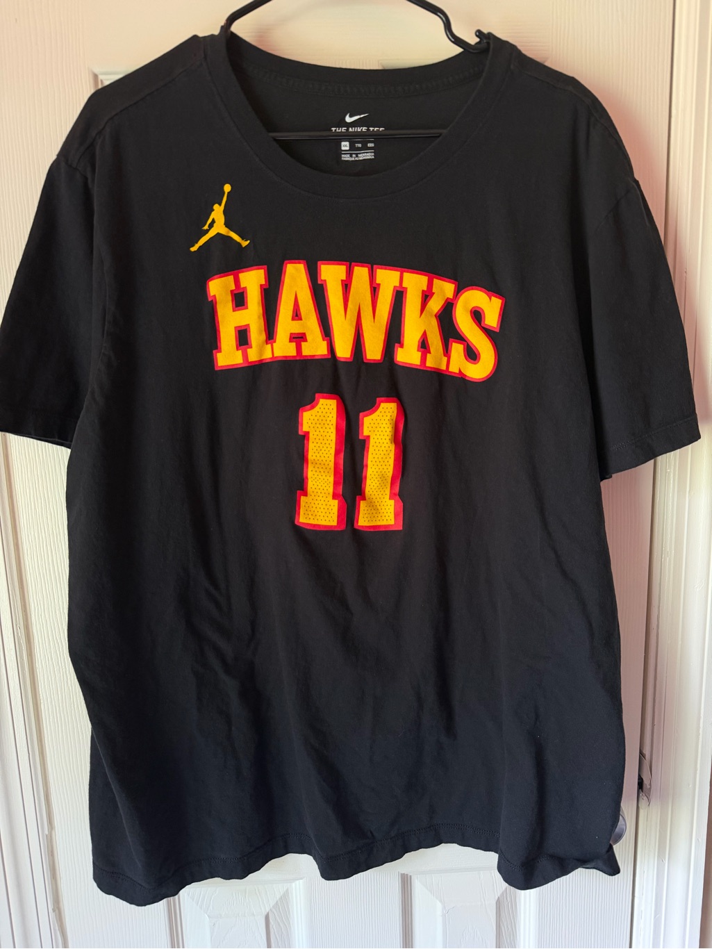 Nike Black Hawks Trae Young Graphic Tee With Yellow And Red Accents
